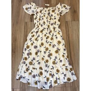 Old Navy Dress Women's Small Sunflower Babydoll Maxi Cottagecore Flower NEW